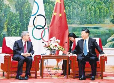 习近平会见国际奥林匹克委员会主席巴赫